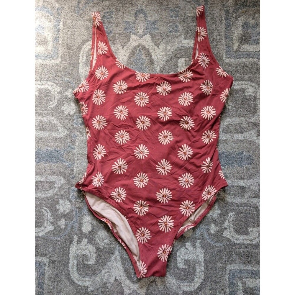 Madewell Women XL Daisy Scoop Back 1-Pc Swimsuit Beach Summer